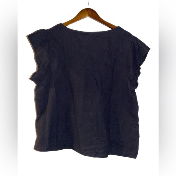 Three Dot‎ Women Cap Sleeve Double Gauze Black Top Size  X-Large - Picture 2 of 9